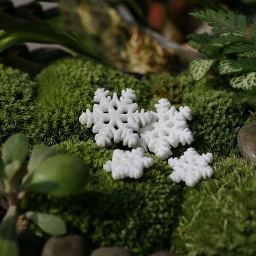 10 Pcs/Pack Christmas Ornaments Cute White Snowflake Resin Flat Backs Craft Mini Xmas DIY Decoration Supplies