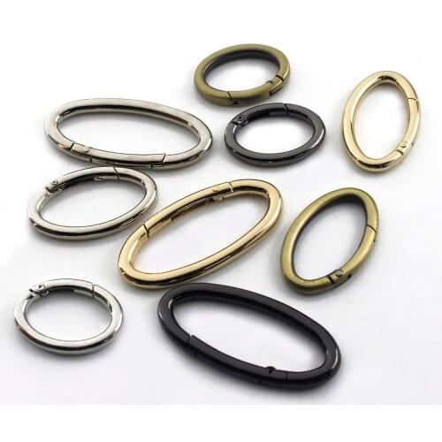 1x Metal Oval Ring Snap Hook Spring Gate Trigger Clasps Clips for Leather Craft Belt Strap Webbing Keychain Hooks S/M/L