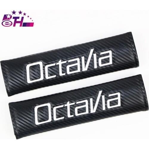 2pcs car seat belt shoulder protector cover case for Skoda Octavia A5 A7 RS Fabia Superb Rapid VRS Yeti carbon fiber