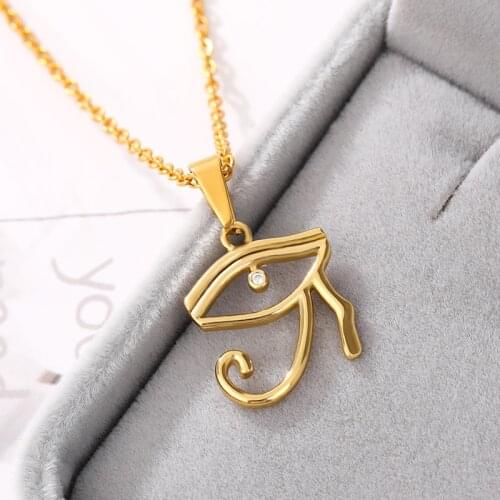 2020 Fashion Gold Color Stainless Steel Necklaces for Women Evil Eye Statement Necklace Jewelry giftacero inoxidable Wholesale