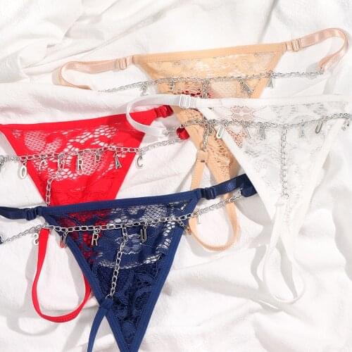 2021 Sexy Gold Silver Color Custom Letter Name Waist Body Chain For Women Personalied Lace Bikini Thong Underwear Jewelry Gift