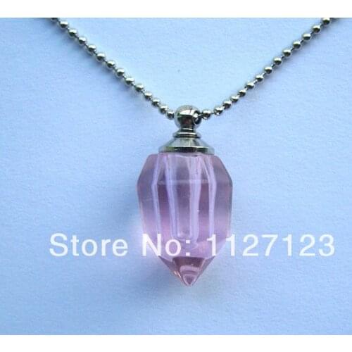 25pcs/lot pink bullet Rice vials pendants rice vial pendant perfume empty glass bottle glass spray perfume bottl