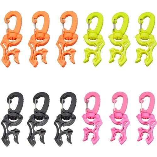3pcs Snorkeling Double BCD Clip Regulator Retainer Buckle Hook Scuba Diving Double Hose Holder with Clip Wear-resistant