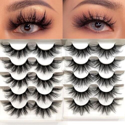 SKONHED 5 Pairs 3D Faux Mink Eyelashes 15~20mm Eyelashes Wispy Fluffy Pop Lashes Extension Handmade Makeup Tools