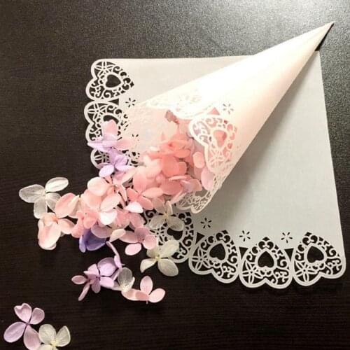 50pcs Heart Confetti Petal Cone Wedding Party Laser Cut Paper Cones Laying Candy Confetti Cones Party Favor Decorations Supplies