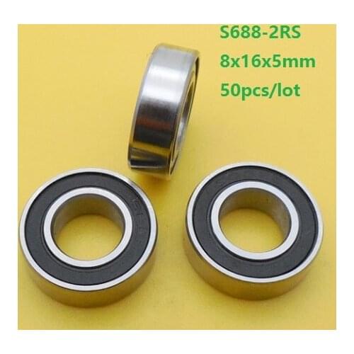 50pcs/lot S688RS S688-2RS S688 2RS RS 8x16x5mm stainless steel Deep Groove Ball bearing 8*16*5mm 688 688-2RS