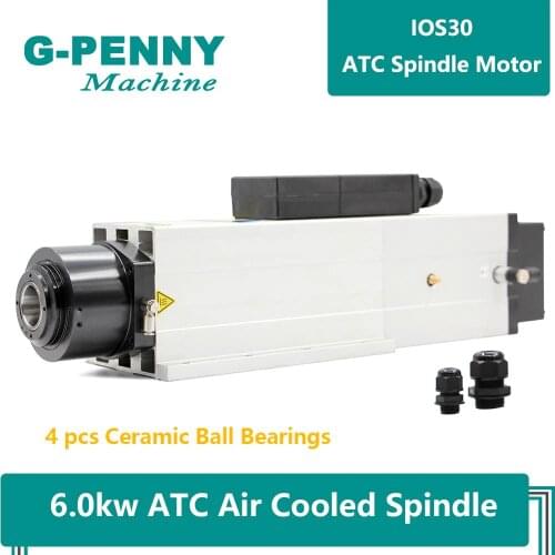 6.0KW ATC Air coolling spindle motor 800Hz 4pole 220v / 380v Automatic Tool Change Air cooled spindle motor ISO30 Tool Holder