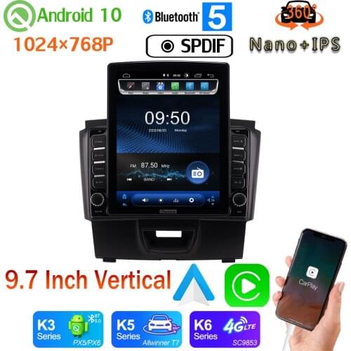 9.7" Vertical Style Car Media GPS Android 10 Radio For Isuzu D-max MUX Chevrolet Trailblazer Colorado LT S10 2015-2018 PX6 4+64G
