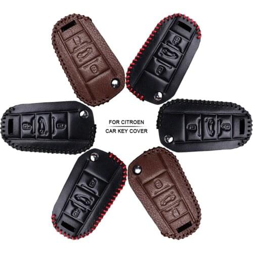 Car Accessories Key Cover Case For Citroen C1 C2 C3 C4 C5 Berlingo Picasso Cactus Hand-woven Smoky Grey Metal Keyring Keychain