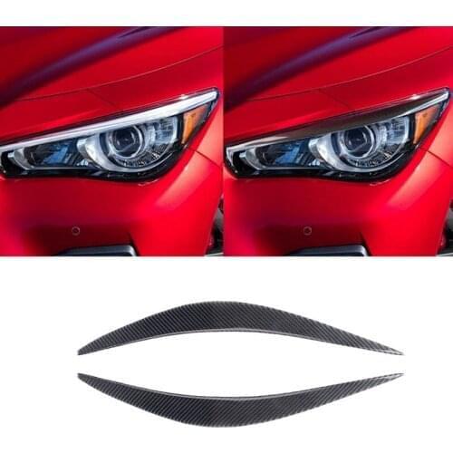 Car Headlight Eyelids Eyebrows Trimming Head Light Lamp Decoration Stickers for Infiniti Q50 Q60 2014-2019