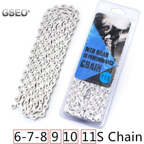 Mountain Bike Chain 6 7 8 9 10 11 Speed Mountain Bike Electroplated Silver Chain 24/27/30 Variable Speed Bicycle Accessories