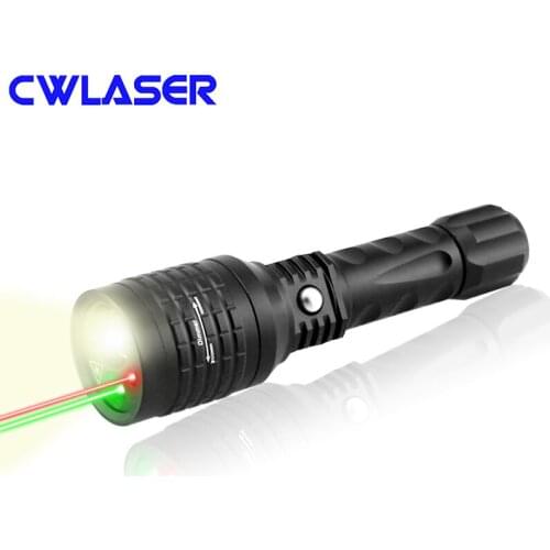 CWLASER 3-in-1 4-Mode 5mW 532nm Green & 5mW 650nm Red Laser Pointer with Zoomable 600 Lumens LED Flashlight (Black)