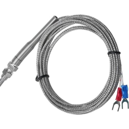 1/2/3/4/5 100 Cm Stainless Steel Wire Sensor High Temperature 0~400 Degrees Celsius Galvanic Type K Type 100mm Probe Type