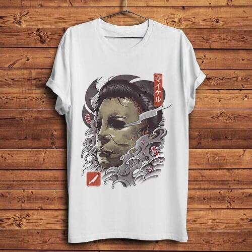 Horrible slasher mask MichaelMyers Halloween cool t shirt homme short sleeve white casual men tshirt unisex streetwear tee