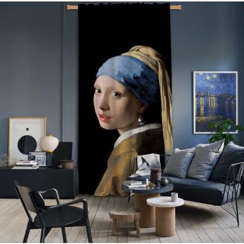 Johannes Vermeer - Girl with Pearl Earrings Blackout Curtain Unisex Room Living Room Bedroom Child Decorative Black MasterPiece
