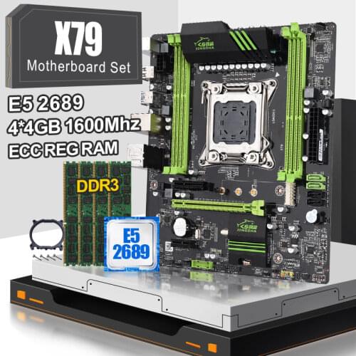 JINGSHA X79 LGA 2011 motherboard set with XEON E5 2689 and 4*4GB=16GB DDR3 1600MHZ ECC REG RAM support 4 channels