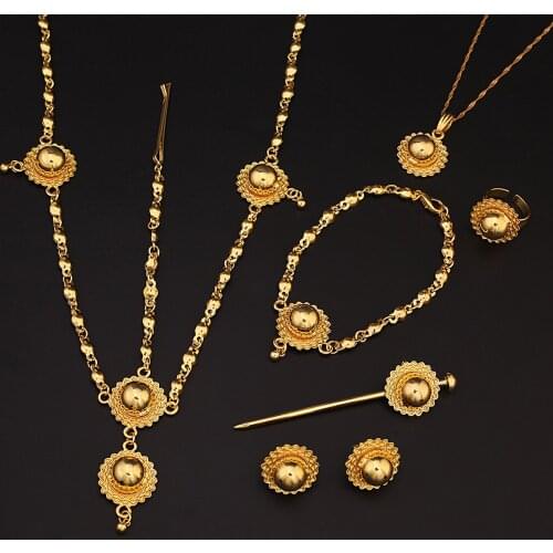 Habesha Ethiopia Style 24K Gold Color Eritrea Easter Trendy Women Jewelry Set