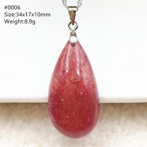 Genuine Natural Red Ice Strawberry Quartz Pendant 34x17x10mm For Women Gemstone Water Drop Love Stone Jewelry AAAAA