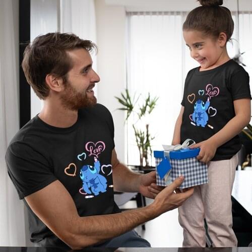 Mommy and Me Lilo & Stitch Summer New Products T-shirts Adult Unisex Disney Series Printing Kawaii Comfortable Dropship Children