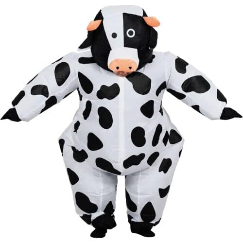 Inflatable Cow Costume for Adult Women Men Kid Boy Girl Halloween Party Carnival Cosplay Dress Blow Up Suit Animal Mascot Outfit