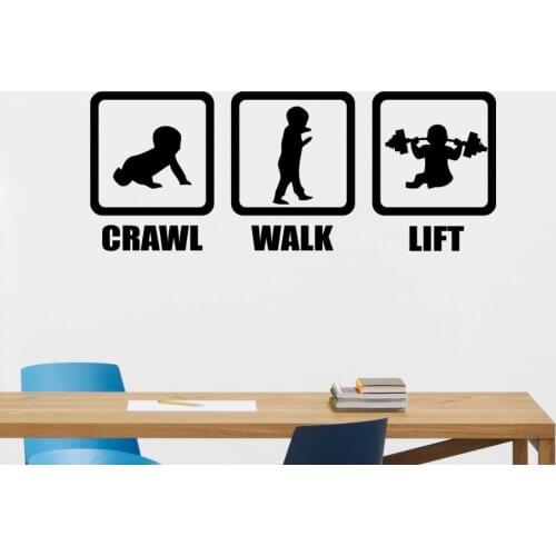 Crawl Walk Lift Wall Sticker Vinyl Art Removable Poster Mural Beauty Bedroom Decoration Decals Fashion Ornament Decor LX216
