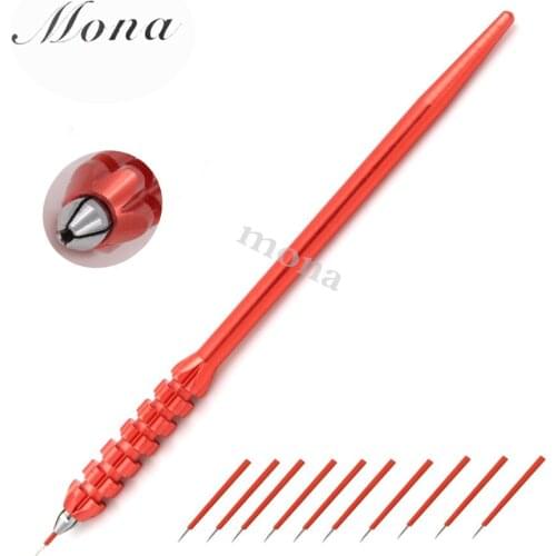 Semi Manual tattoo pen permanent makeup machine Microblading pen for eyebrow tattoo Tebori Pen with 10pcs needle blade