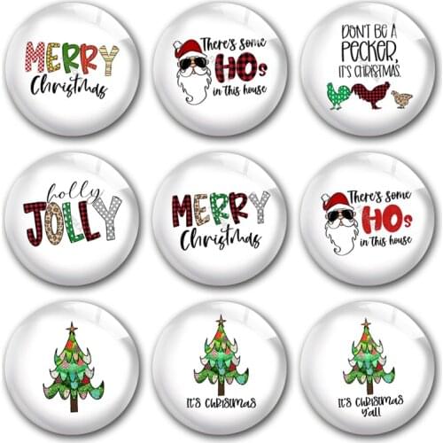 Handmade Merry Christmas Santa Jolly Hoho Tree Round Photo Glass Cabochons Demo Flat Back DIY Jewlery Making Findings Accessory