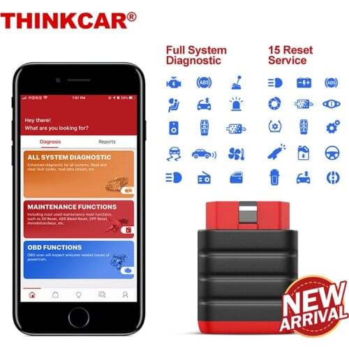 Thinkcar Thinkdiag Mini OBD2 Full System Code Reader Bluetooth 15 Reset Service ABS SAS Oil Reset TPMS DPF Car Diagnosis Tools