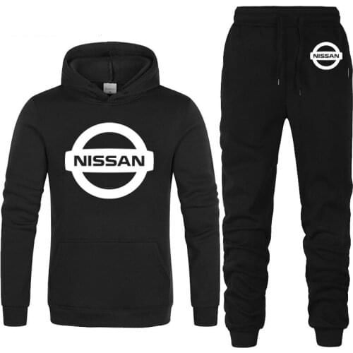 Hoodies Men Nissan Car Logo Printed unisex Sweatshirt Fashion Men Hoodie hip hop harajuku Casual Fleece Hoodies Pants Suit 2Pcs