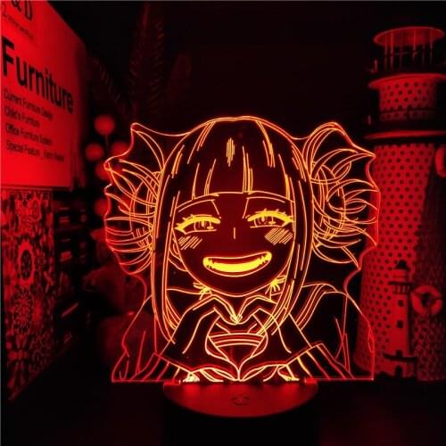 Boku no Hero Academia Himiko Toga 3D Illusion Led Night Lamp MY HERO ACADEMIA Cross my body Anime Night Light for Bedroom Decor