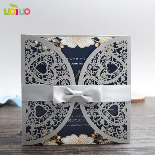 50pc Romantic Wedding Party Invitation Cards Delicate Carved Heart Pattern Wedding Banquet Decoration Party Supplies