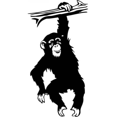 Car Sticker Monkey Hanging Tree Branch PVC Car Decoration Accessories Sticker Waterproof Sunscreen Black/white,17cm*9cm