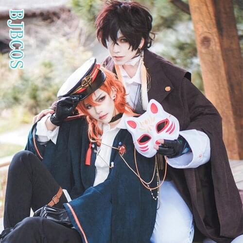Bungo Stray Dogs Chuya Nakahara Cosplay Costume Trench Anime Nakahara Chuya Men Adult Halloween Suit Hat Full Set 2021 New