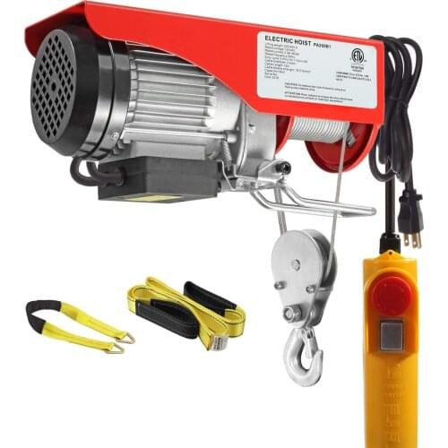 440 lbs Lift Electric Hoist Crane Remote Control Power System Galvanized Steel Wire Bridge Crane(w/Emergency Stop Switch)