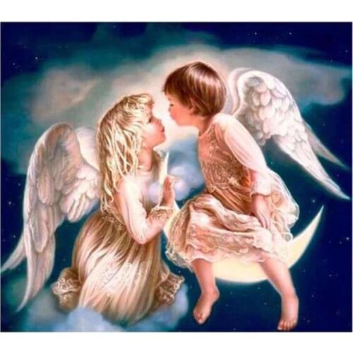 Angel Wing Diamond Oil Painting Set Boy Girl Mosaic Embroidery Picture Crystal Rhinestone Stickers Decal Wall Art Craft Gift