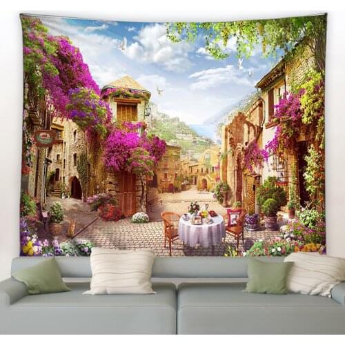 Beautiful Ancient Architecture Print Wall Hippie Tapestry Polyester Fabric Home Decor Wall Rug Carpets Hanging Big Couch Blanket