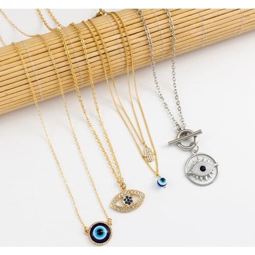 Jaeeyin серьги 2020 тренд Fashion Charm Luck Turkey Evil Eye Blue Rhinestone Stainless Steel New Arrival Jewelry Christmas Gift