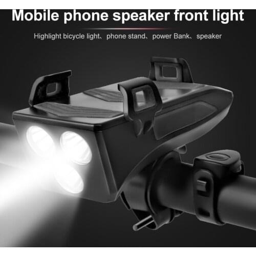 Bicycle Light Multi-function USB Chargeable LED Bike Head Lamp Bike Horn Phone Holder Powerbank 4 in 1 Cycling Light Flashlight