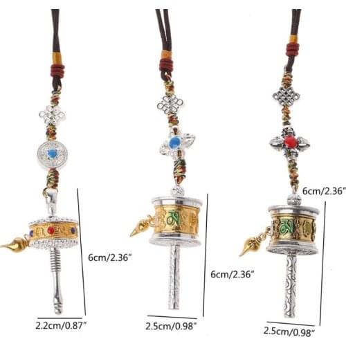 Tibet Prayer Wheel Spinner Key Chain Om Mani Padme Hum Spirited Tibetan Nepal Carving Rotatable Keyring Buddhism Jewelry