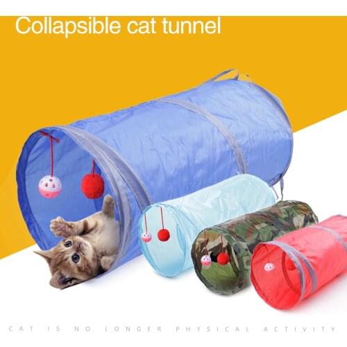 Pet Cat Tunnel 2 Holes Play Tubes Balls Collapsible Crinkle Animal Pet Kitten Toys Puppy Ferrets Rabbit Play Dog Tunnel Tubes