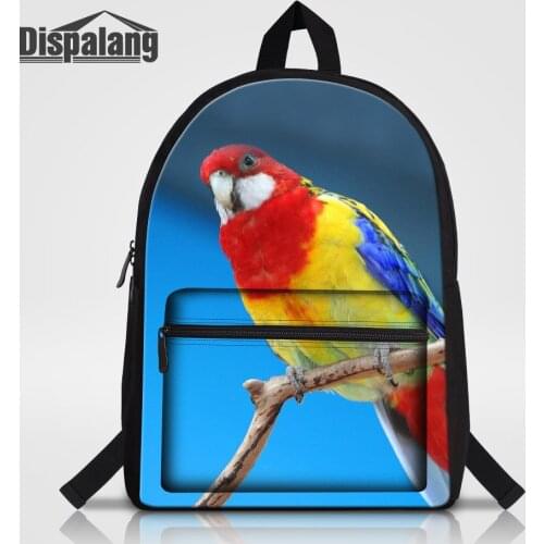 Dispalang Women Laptop Backpack For 14'' Notebook Colorful Parrot School Bags For Teenage Girl Children DIY Image Logo Bookbag
