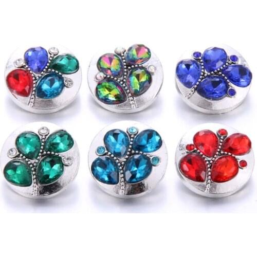 10pcs/lot Mixed Rhinestone Life Tree Styles Metal Charms 18mm 20mm Snap Button Jewelry For Snaps Bracelet DIY Snap Jewelry
