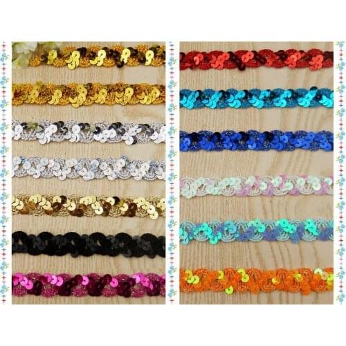 12Meters/lot sequins ribbon lace for dancing costume stage garments decoration hat Dress Curtain Accessories Gold Silver Red