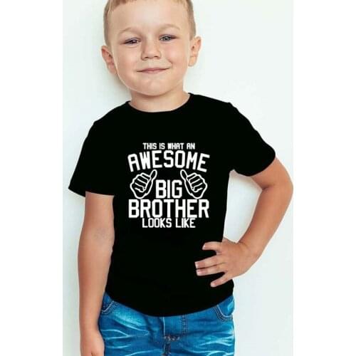 2022 An Awesome Big Brother Look Like T-Shirt for Girls Summer Clothing Fashion Boys Tees Summer Short Sleeves Tops Tees