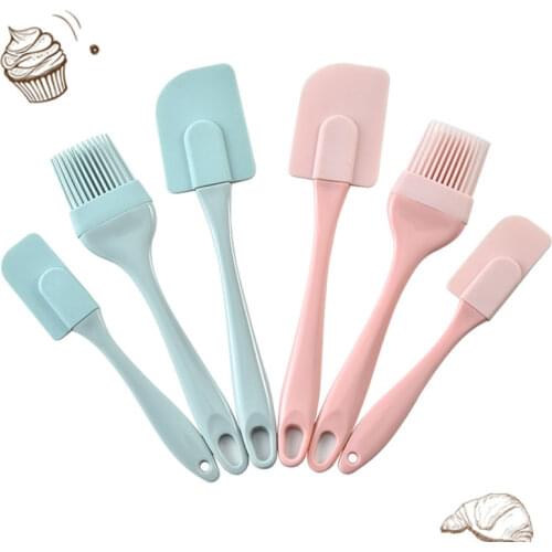 3PCS/Set Cream Scraper DIY Bread Cake Butter Spatula Mixer Oil Brush Kitchen Baking Tool Silicone Spatula Non-stick Pastry Tools