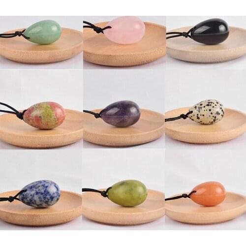 30x20mm Drilled Jade Egg Natural Stone Crystal Balls Pelvic Kegel Exercise Tightening Vaginal Muscle Trainer Yoni Eggs
