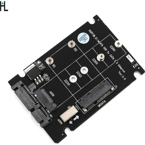 HL M.2 NGFF or mSATA SSD to SATA 3.0 Adapter Converter Card support 2230/ 2242/ 2260/ 2280+Power LED
