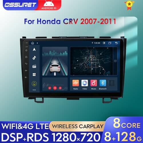 2G+32G 4G 9" Android 10 Auto Navigation For Honda CRV CR-V 2006-2011 Wifi Navi GPS Car Multimedia Player Radio Stereo TPMS DVR