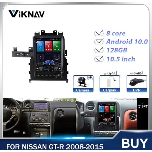Android Vertical Screen Car Radio GPS Navigation Heat Unit for Nissan GTR GT-R 2008-2015 LHD Car Multimedia Player Stereo 128g
