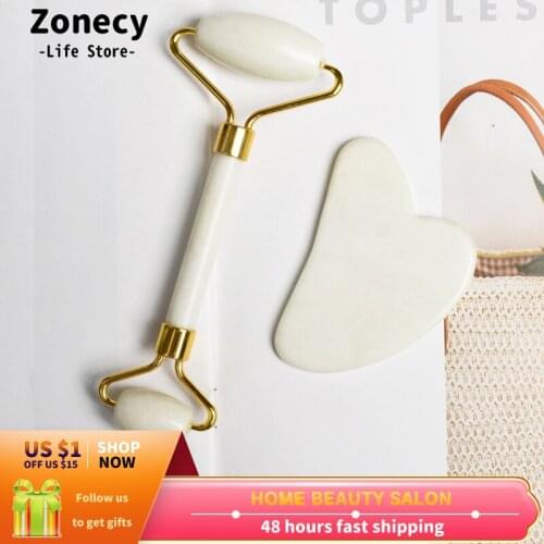 White Jade Roller Stone Natural Massager For Face Thin Lift Beauty Health Gouache Scraper Eye Neck Body Gua Sha Skin Care Tools